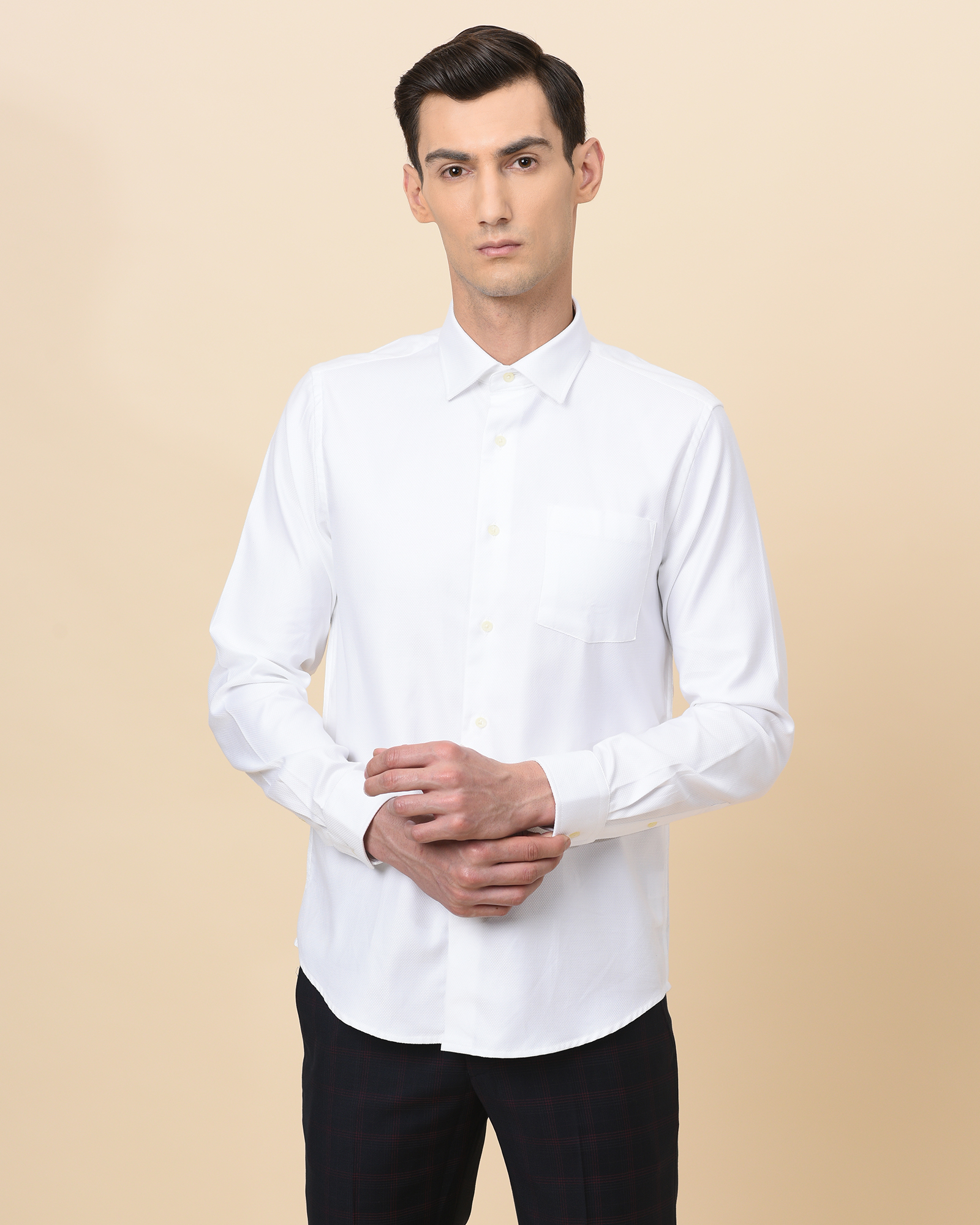 Cotton White Smart Fit Shirt