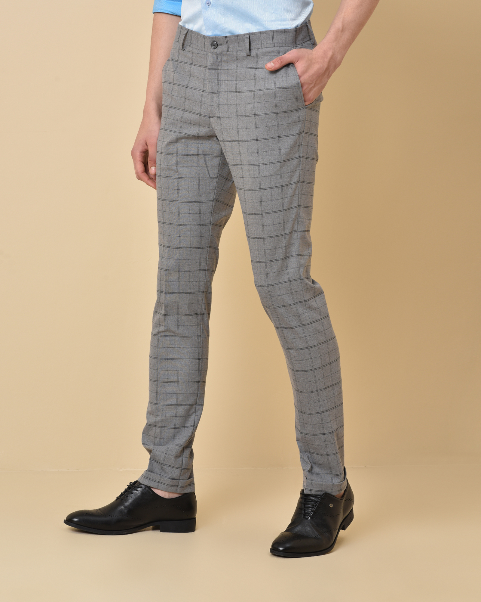 Fashionable checkered Formal Super slim fit Trouser