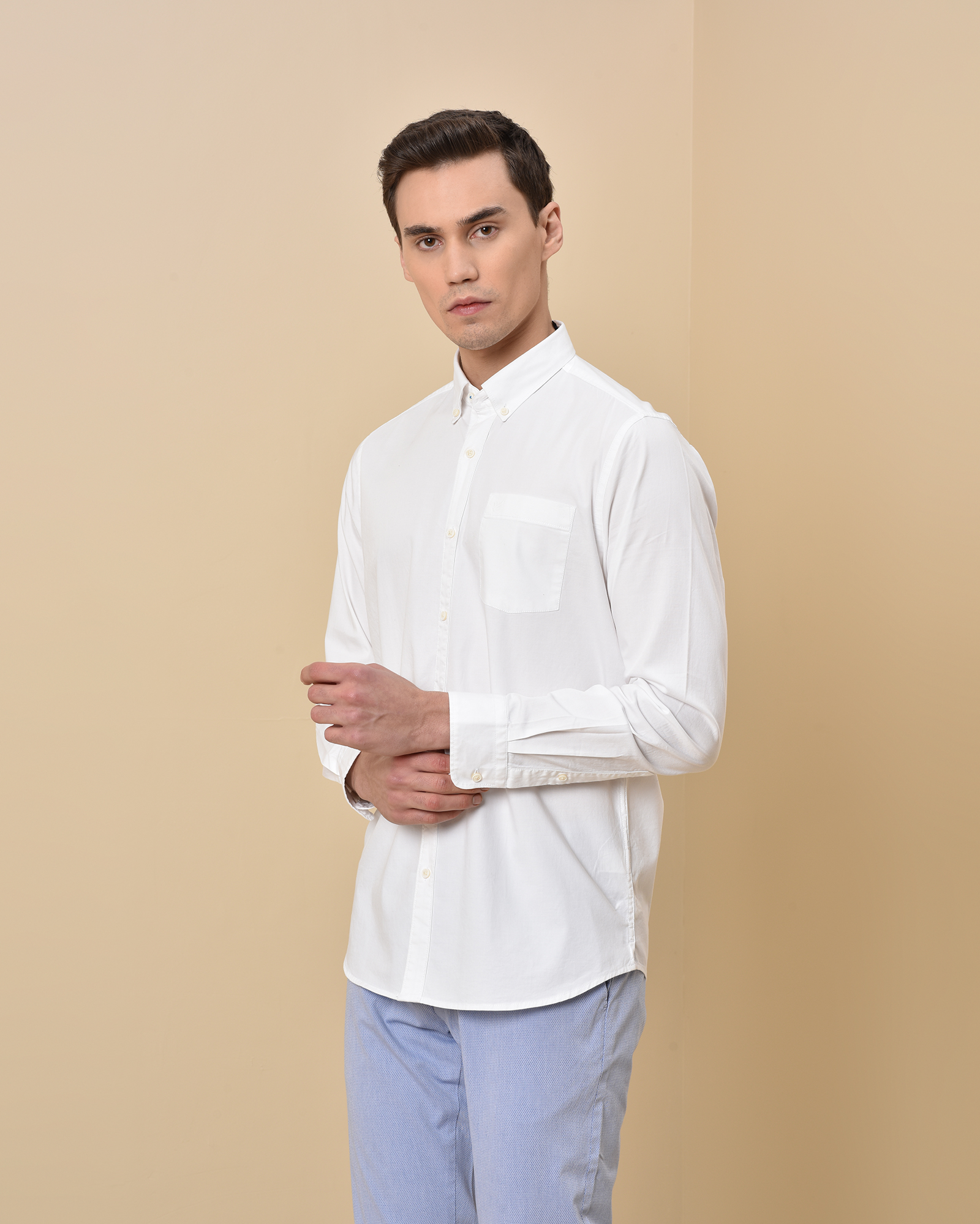 Solid Dobby Slim Fit Shirt