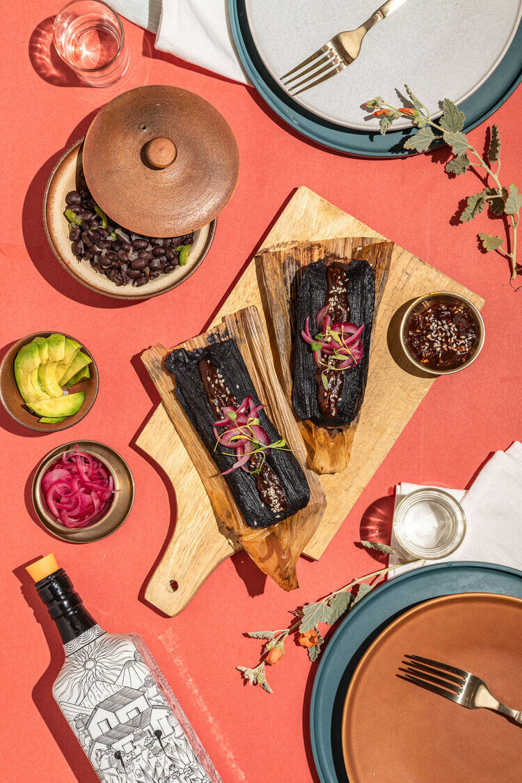 MÍRAME - Rabbit Tamales with Mole Poblano