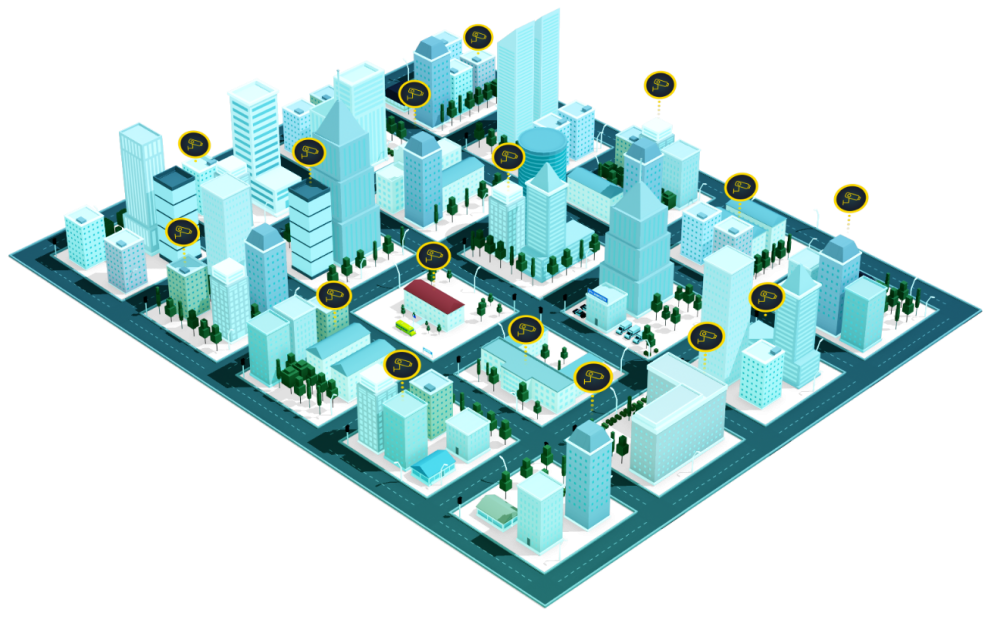 3D map of a small town