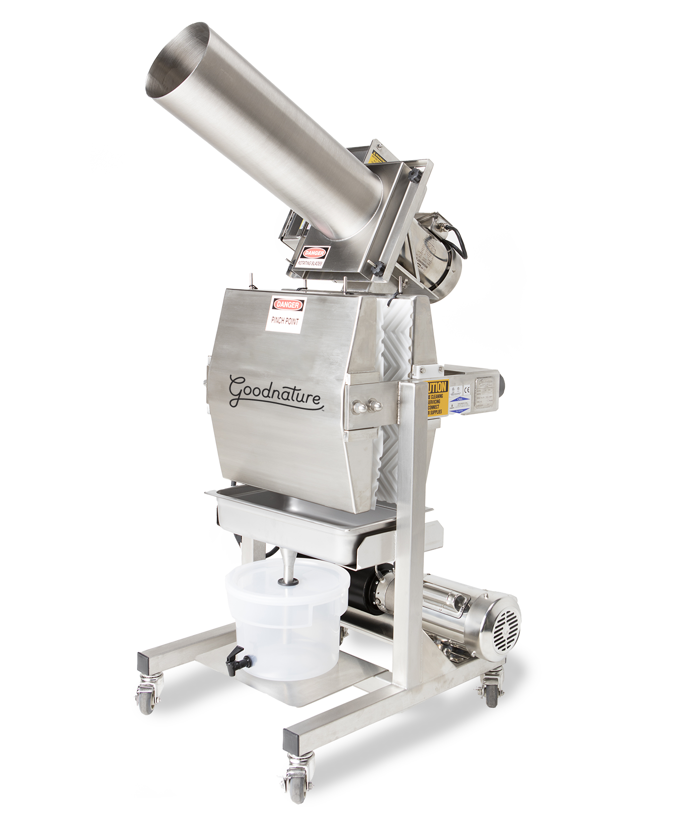 The X-1 is a professional juicer capable of producing a thousand bottles of juice per day. Now in its third generation, the X-1 is used by successful cold-pressed juice producers, nut milk producers, and cider producers in more than 80 countries.