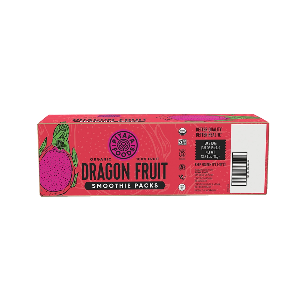 Organic Dragon Fruit Smoothie Packs 3.5oz - 60 pack