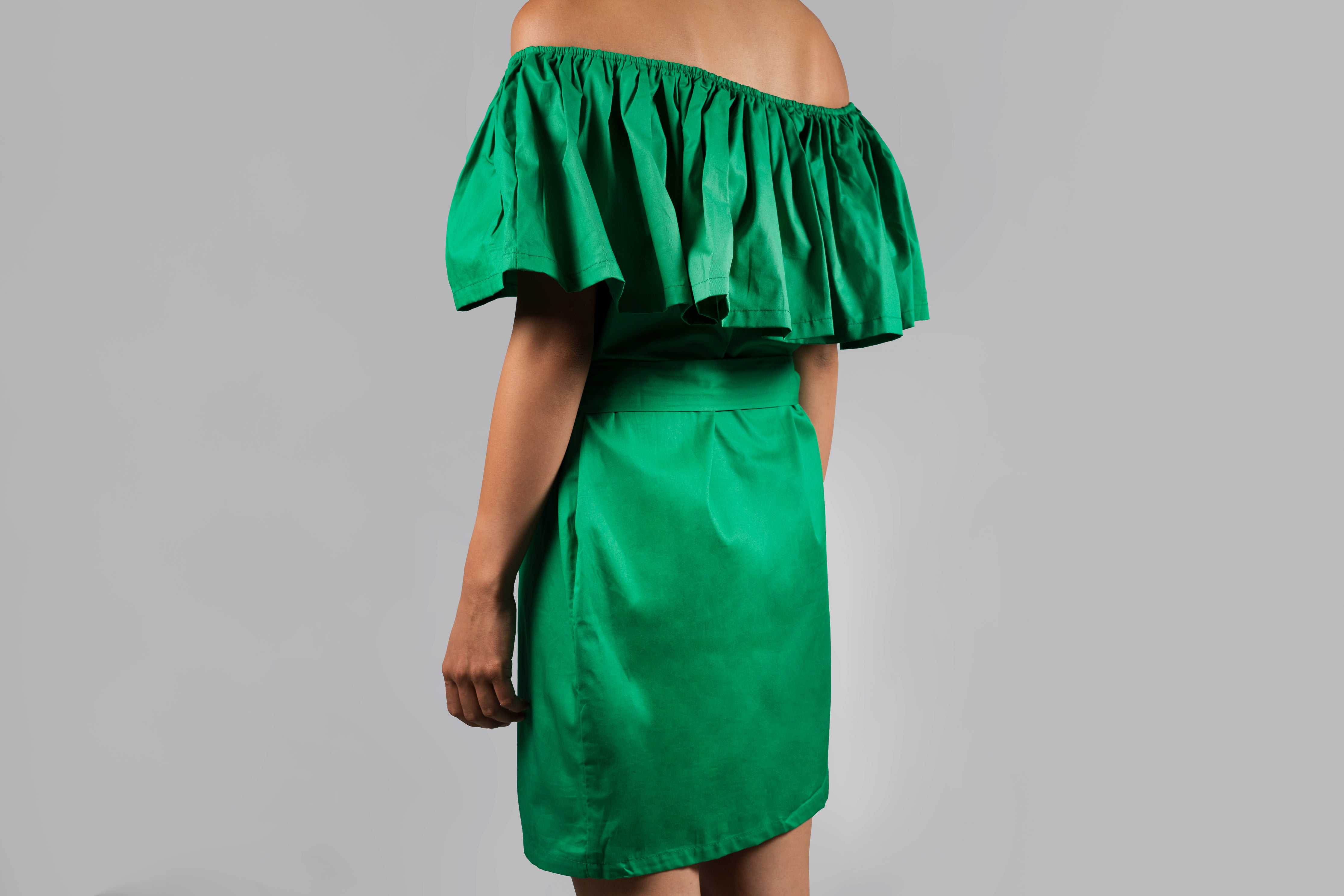 Off Shoulder Green Dress