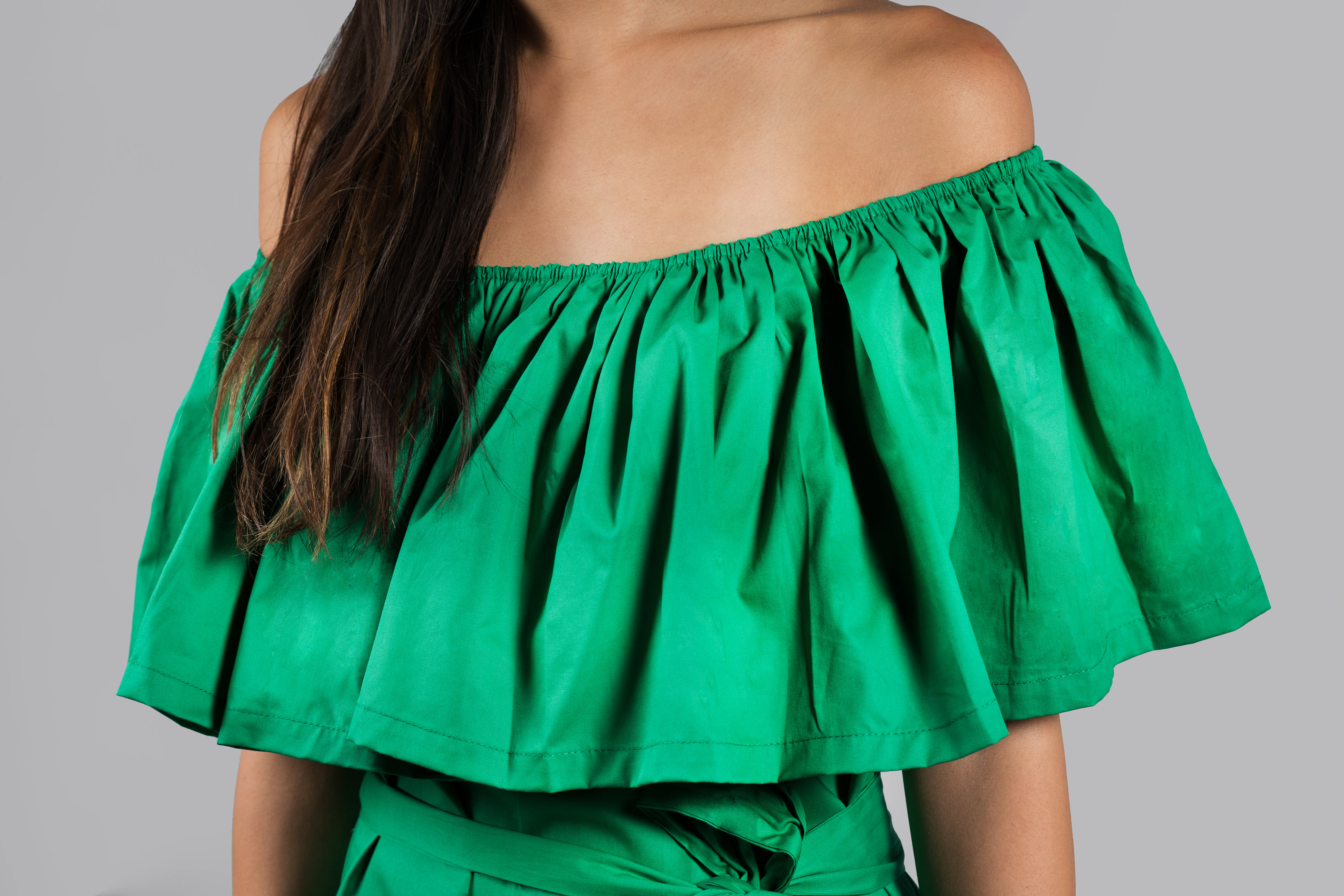 Off Shoulder Green Dress