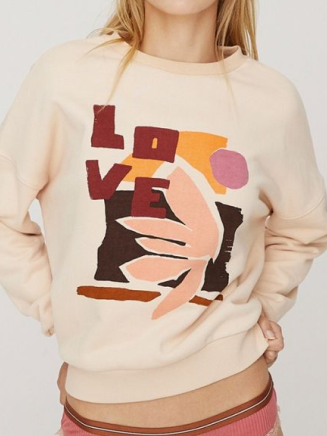 Colorful beige women sweater