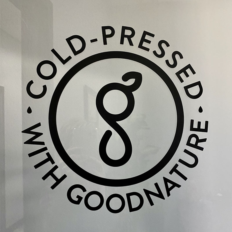 "Cold-Pressed with Goodnature" Decal