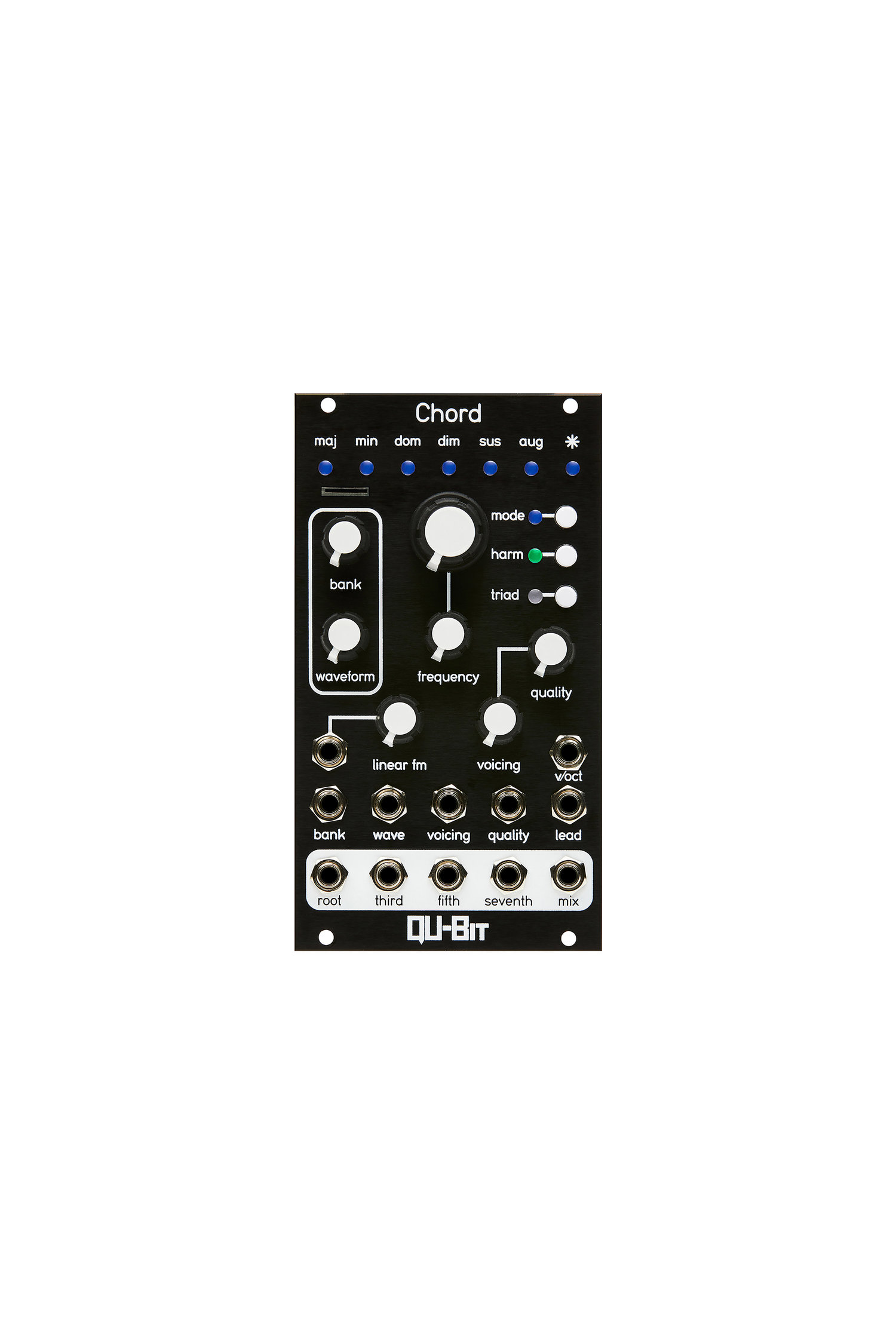 Qubit Chord V2, four oscillators in one synthesizer module