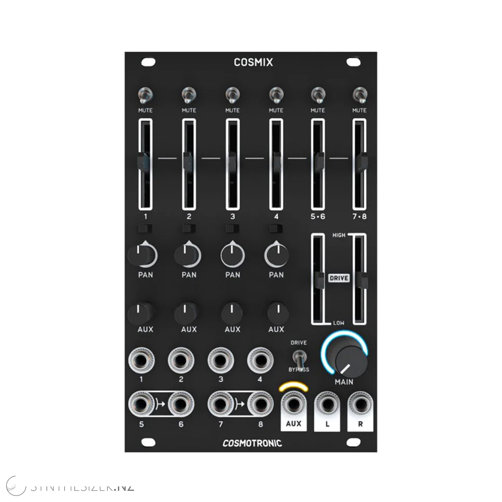 8-channel stereo mixer with a built in analog dual band maximizer ...