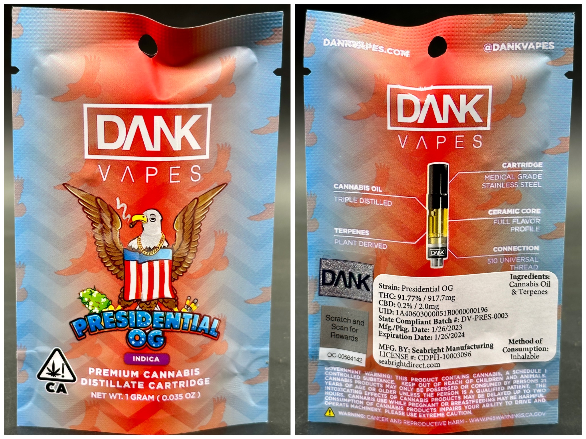 Presidential OG - 1g cart [Dank Vapes] - the-gas-station