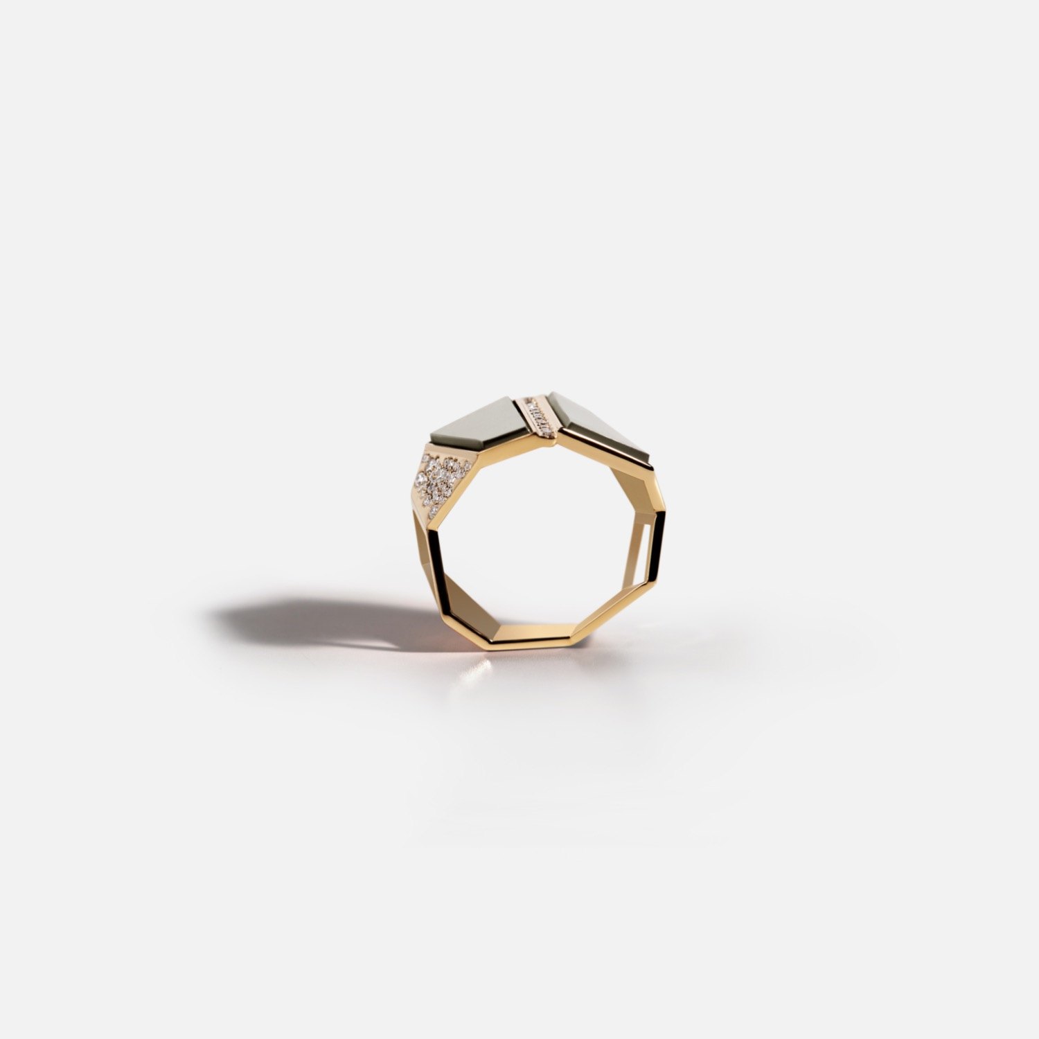 18k Recycled Gold and Lab Grown Diamonds Ring with your Secret Message in Light