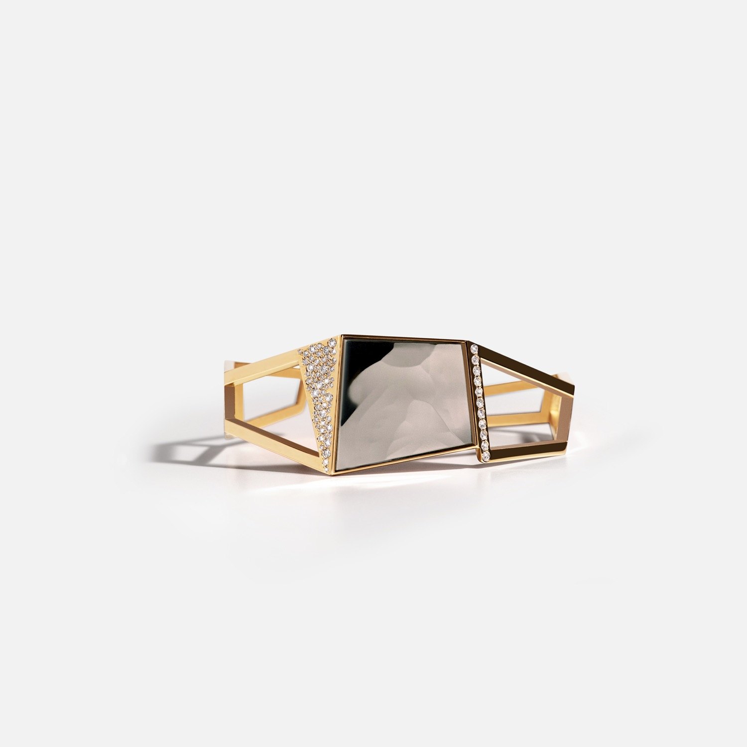 18k Recycled Gold and Lab Grown Diamonds Cuff Bracelet with your Secret Message in Light