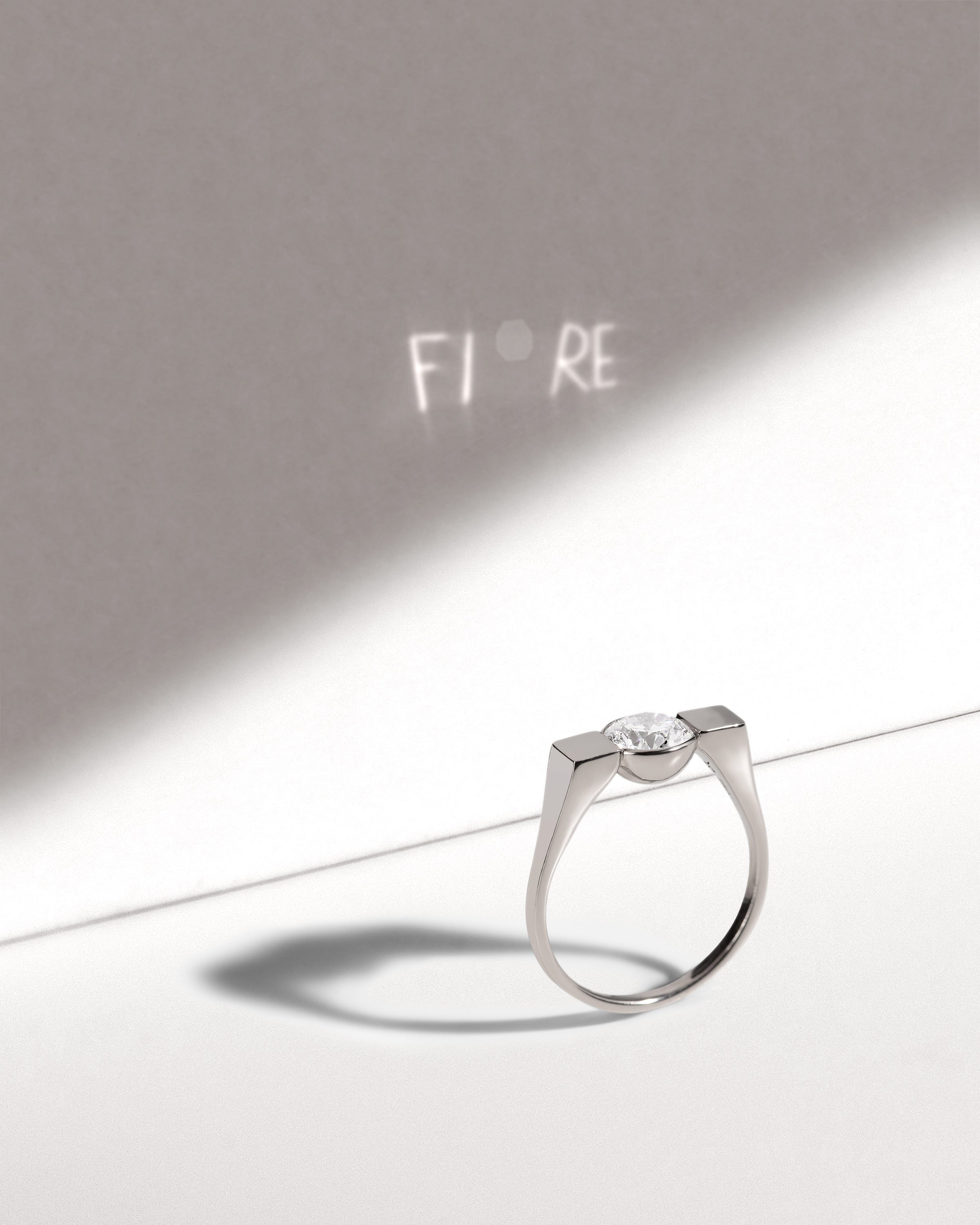 18k Recycled Gold and Lab Grown Diamond Ring with your Secret Message in Light