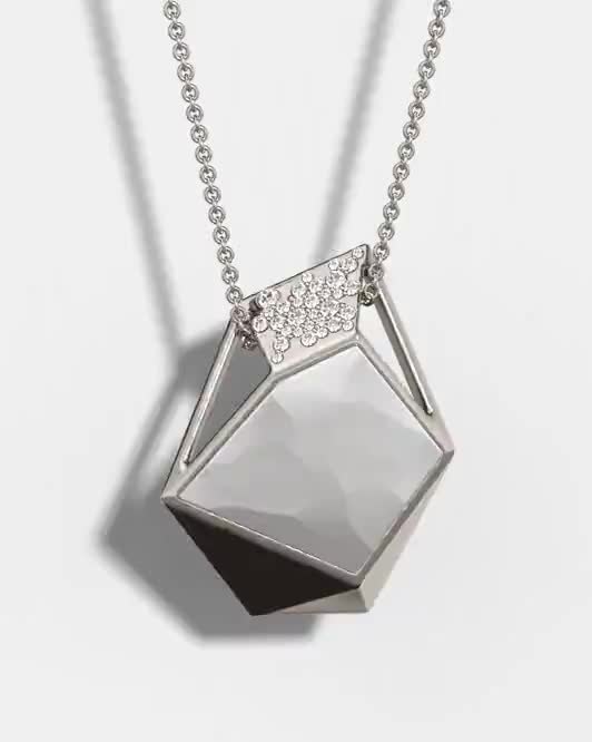 Collier Pendentif en Or Recyclé 18 Carats et Diamants synthétiques avec votre Message Secret en Lumière