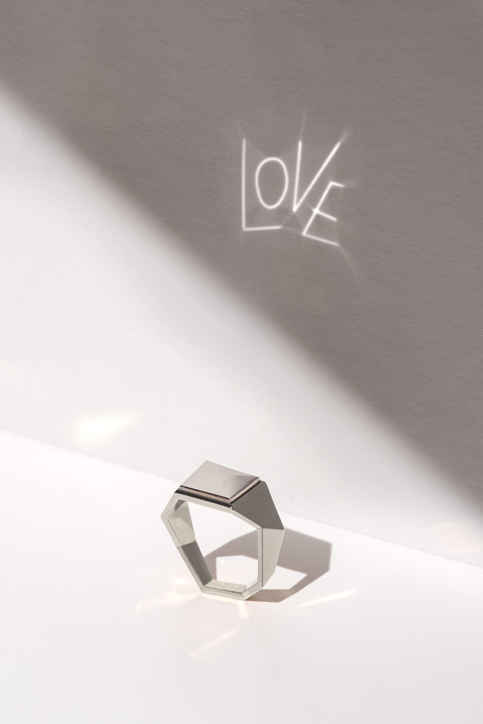 18k Recycled Gold Ring with your Secret Message in Light