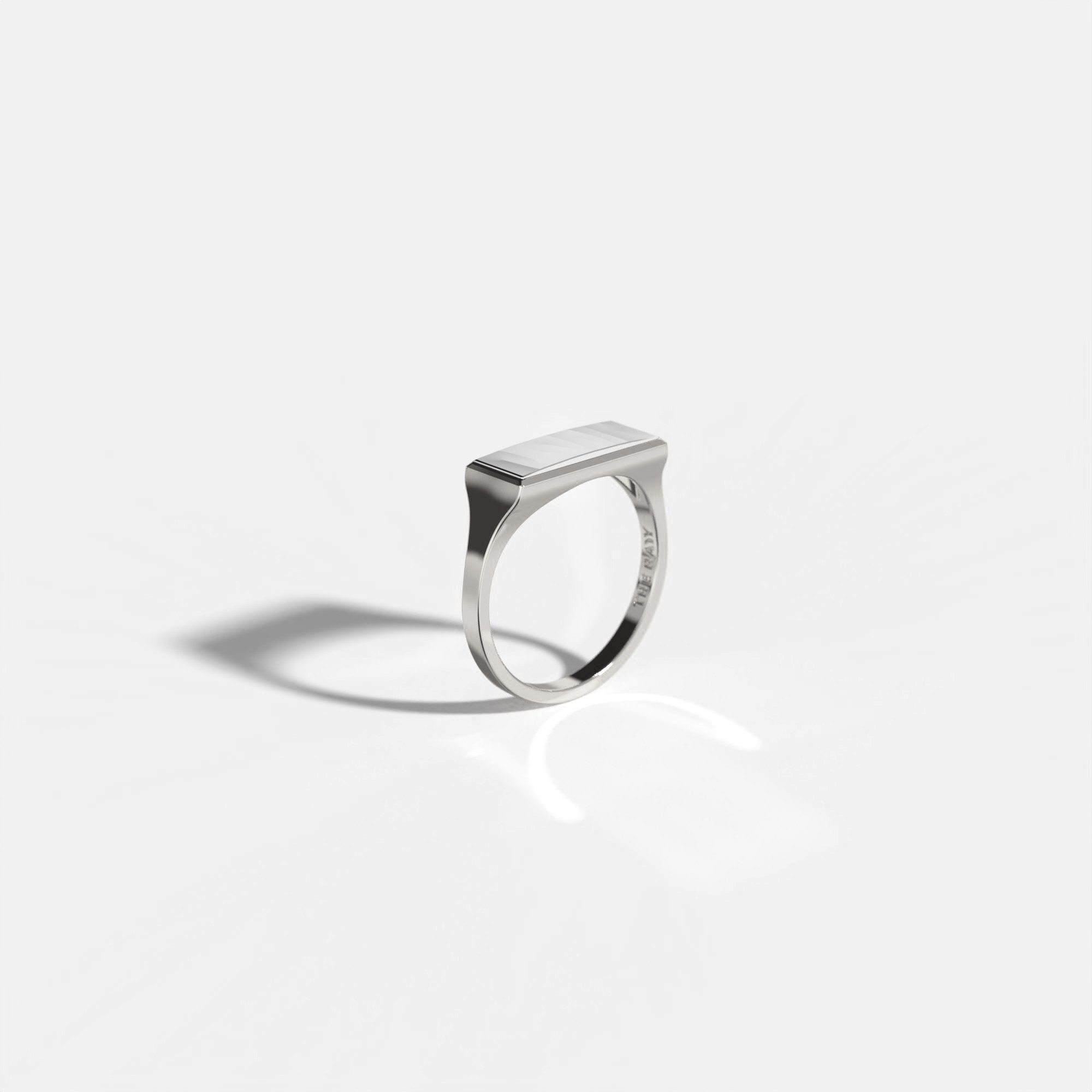 18k Recycled Gold Ring with your Secret Message in Light Bar Mirror