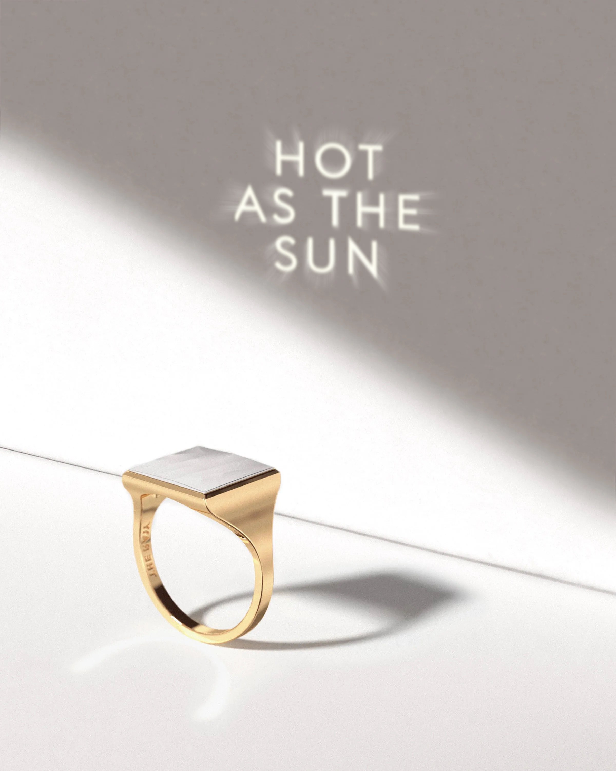 18k Recycled Gold Signet Ring with your Secret Message in Light
