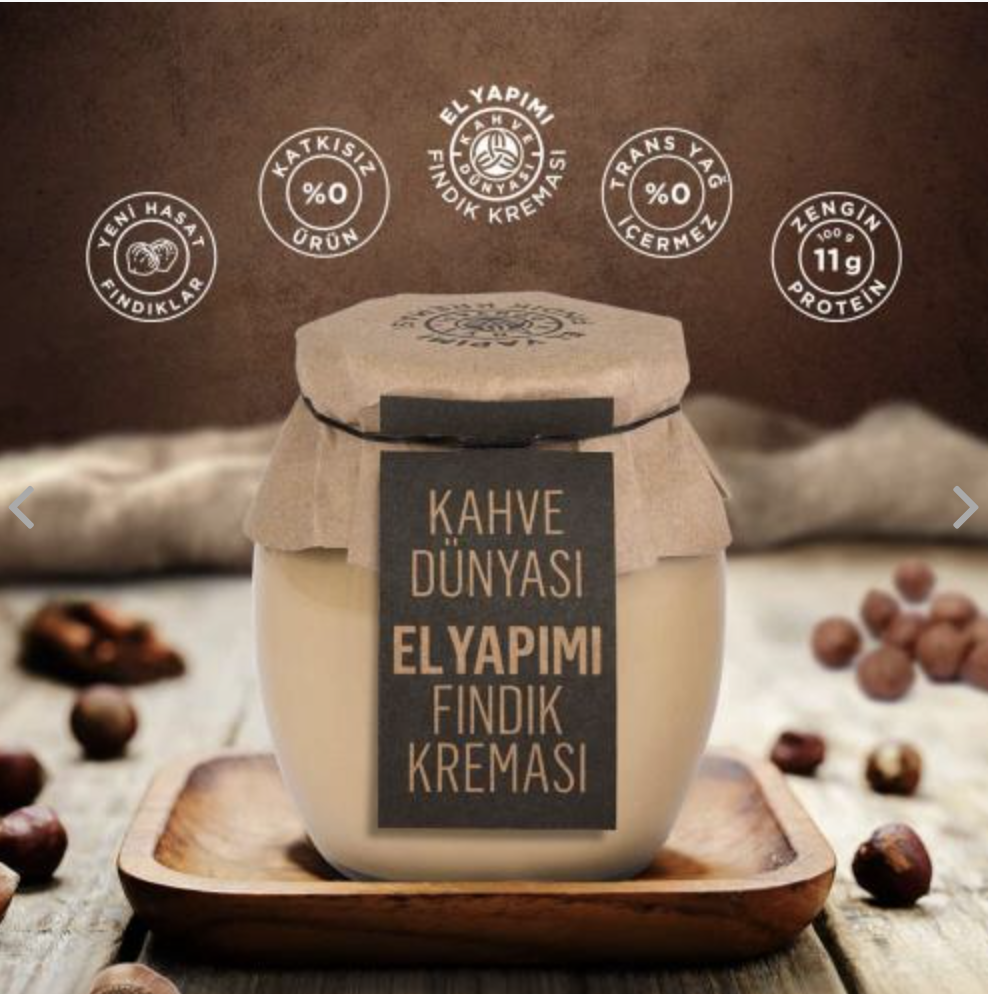 Turkish Handmade Hazelnut Cream 380 G / 13.4 Oz Kahve Dünyası