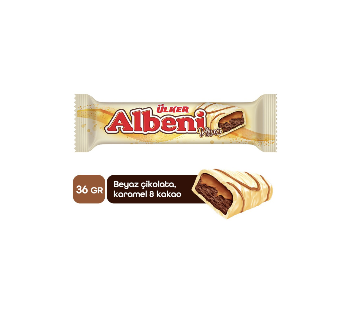 Ülker Albeni White Chocolate, Caramel and Cacao 36 g / 1.26 oz
