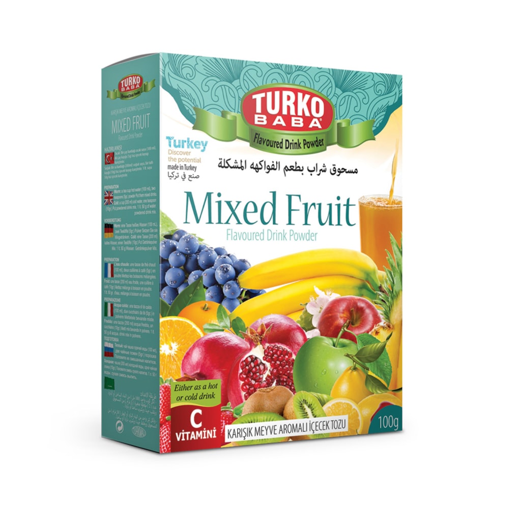 Turkobaba Turkish Mixed Fruit Flavored Powder Drink 300 G / 10.58 Oz