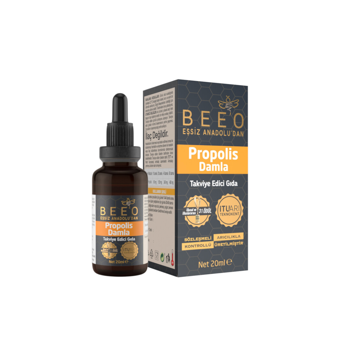 Bee'o Propolis Water Soluble Drops Gold 20 mg