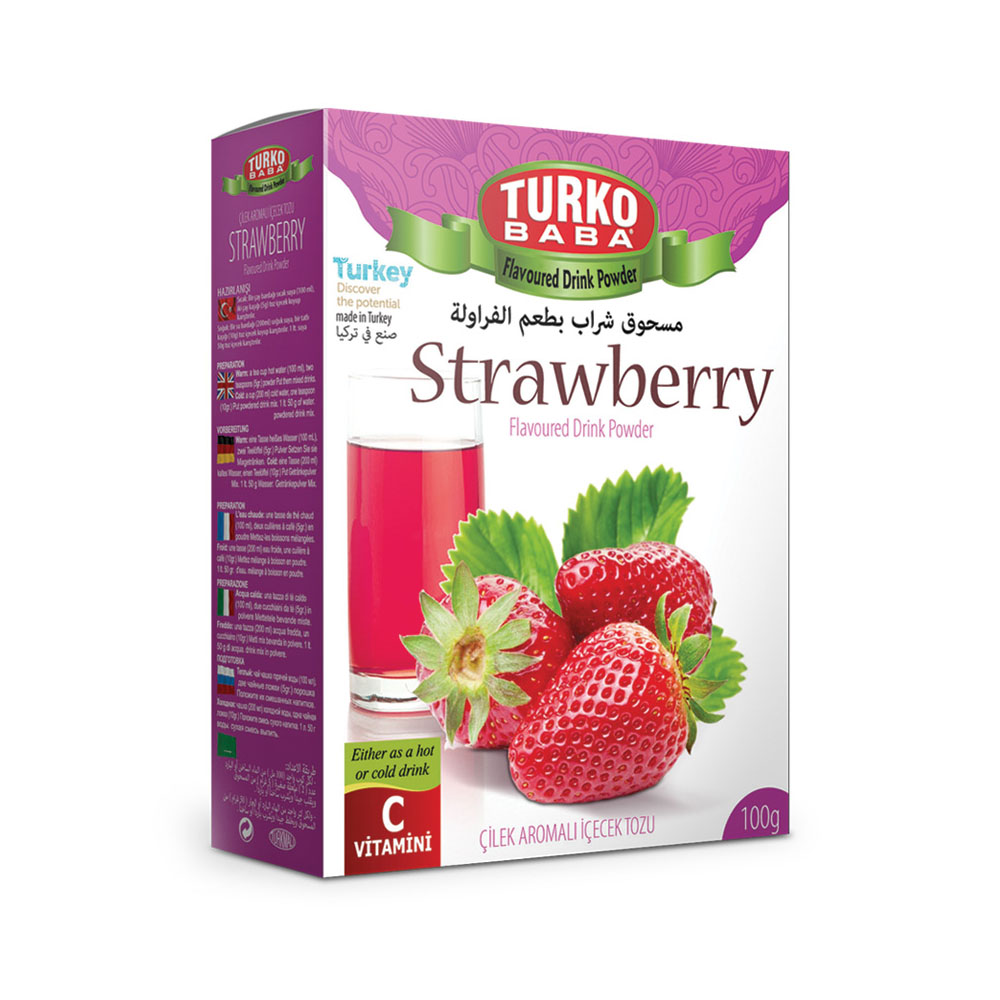 Turkobaba Turkish Strawberry Flavored Powder Drink 300 G / 10.58 Oz