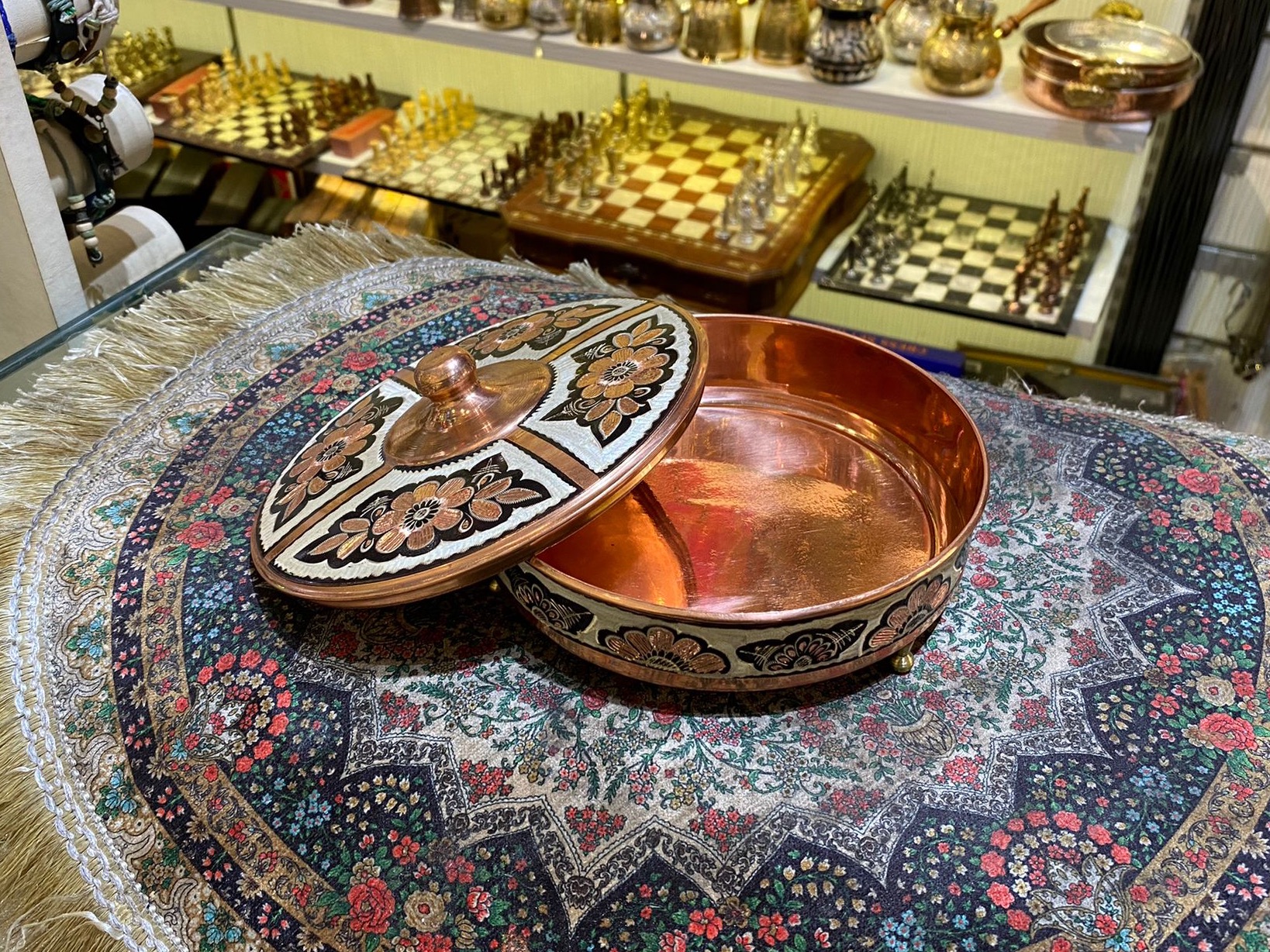 Turkish Handmade Sugar Bowl, Solid Copper, Ottoman Flower Engraving, Home Decoratiev Vintage