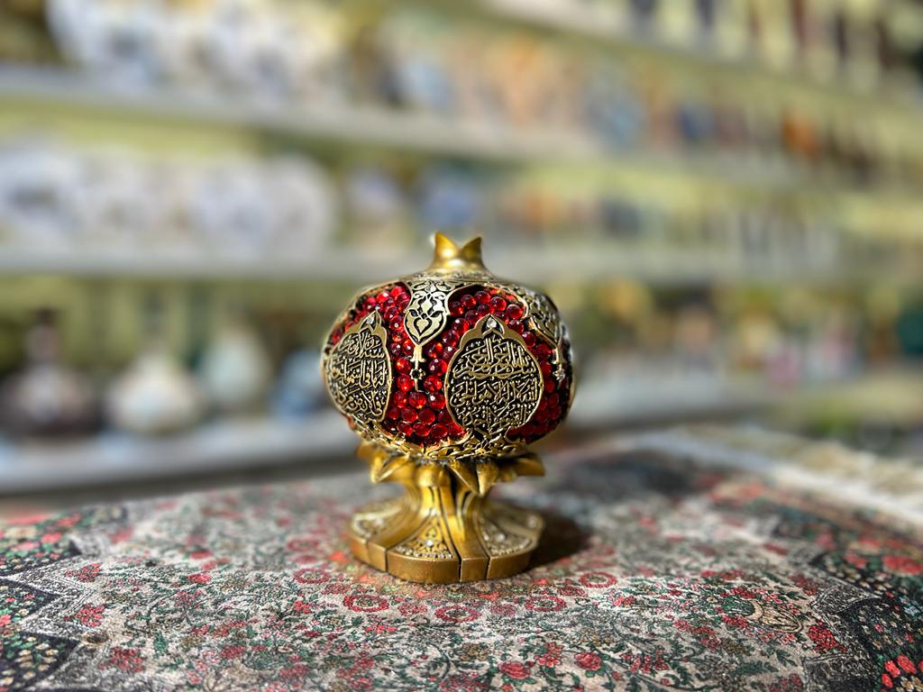 Turkish Handmade Pomegranate (Ayat Al Kursi) Arabic Written Home Decoration Vintage ,Ottoman Antiques