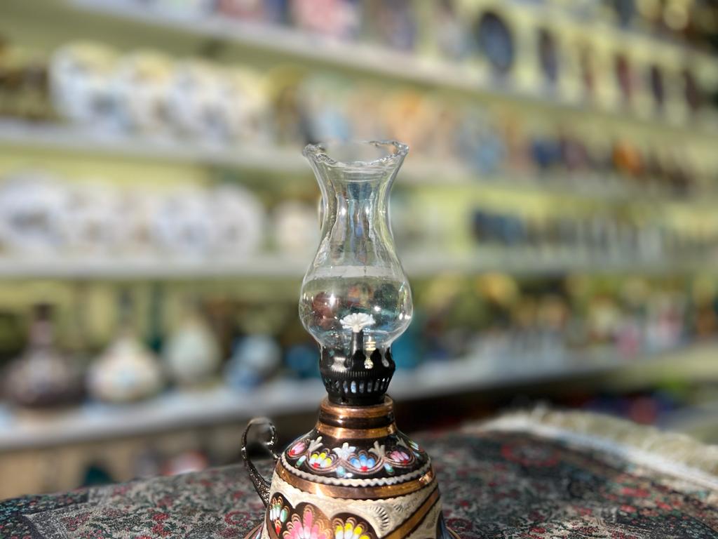 Turkish Copper Lamp, Antique Oil Lamp , Turkish Handmade Engravings , Solid Copper Decoration Lamp