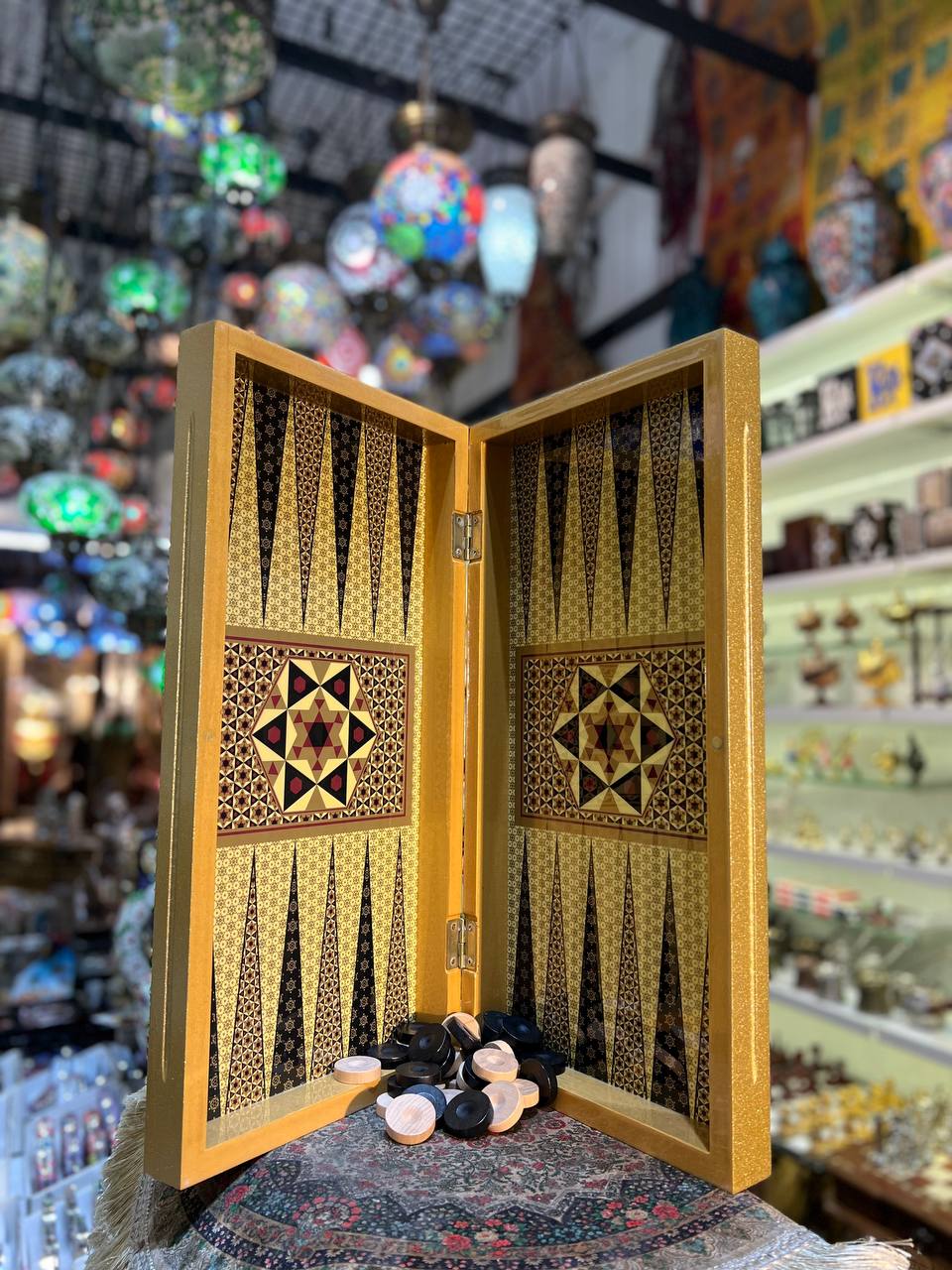 Turkish Handmade Wooden Fancy Backgammon And Chess Board at At The Same Time , Ottoman Decorated