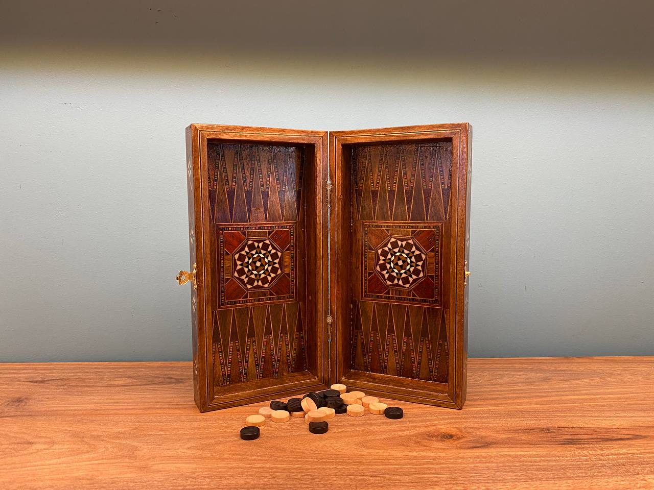 Chess Board, Backgammon Board, Stoned Pearl Wooden Fancy Backgammon And Chess Board 2 in 1, Ottoman Oriented 