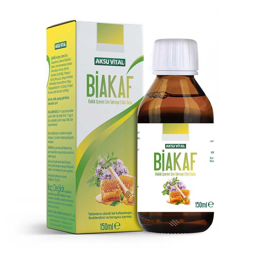 Antiseptic, Antibacterial Biakaf Thyme Syrup 150 ml, Dietary Supplements, Turkish Organic Product