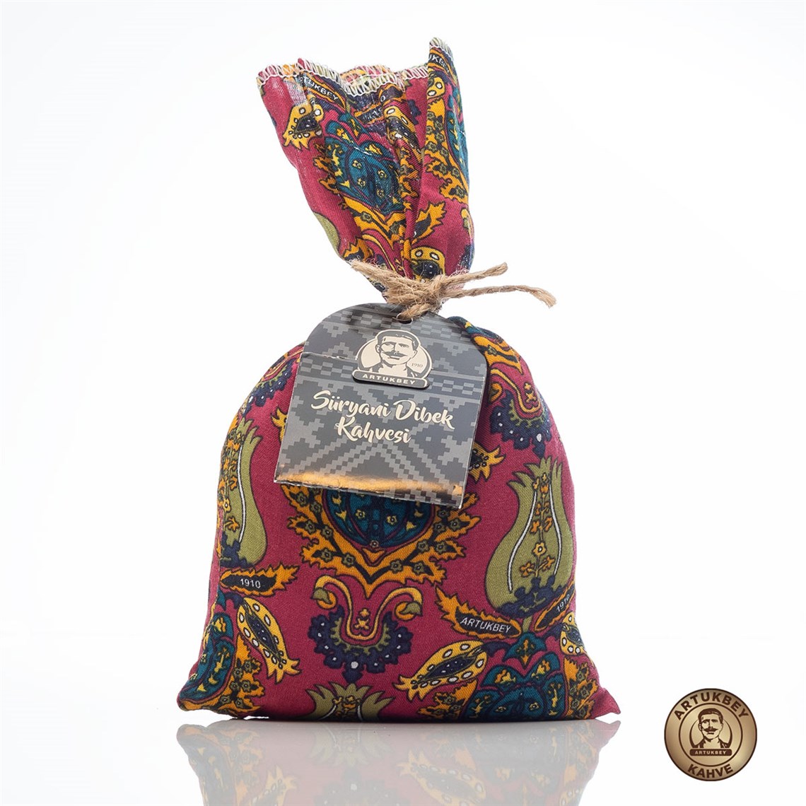 Turkish Dibek Coffee 200 g / 7.1 oz, Syriac Coffee With Cardamom, Colorful Cloth Sack