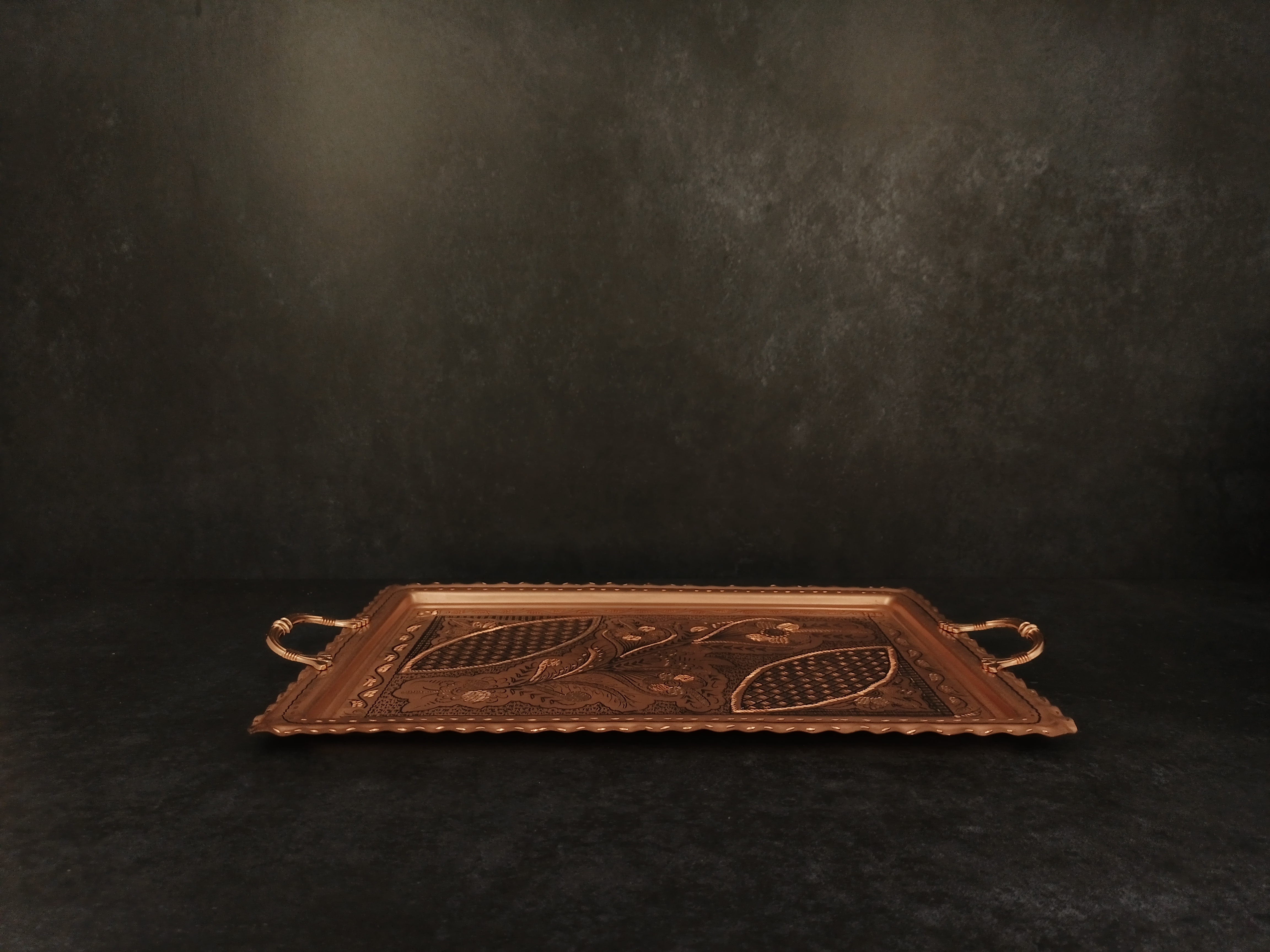 Turkish Handmade Copper Tray, Rectangular Serving Tray, Turkish Style Royal Decorated Coffee Table Tray