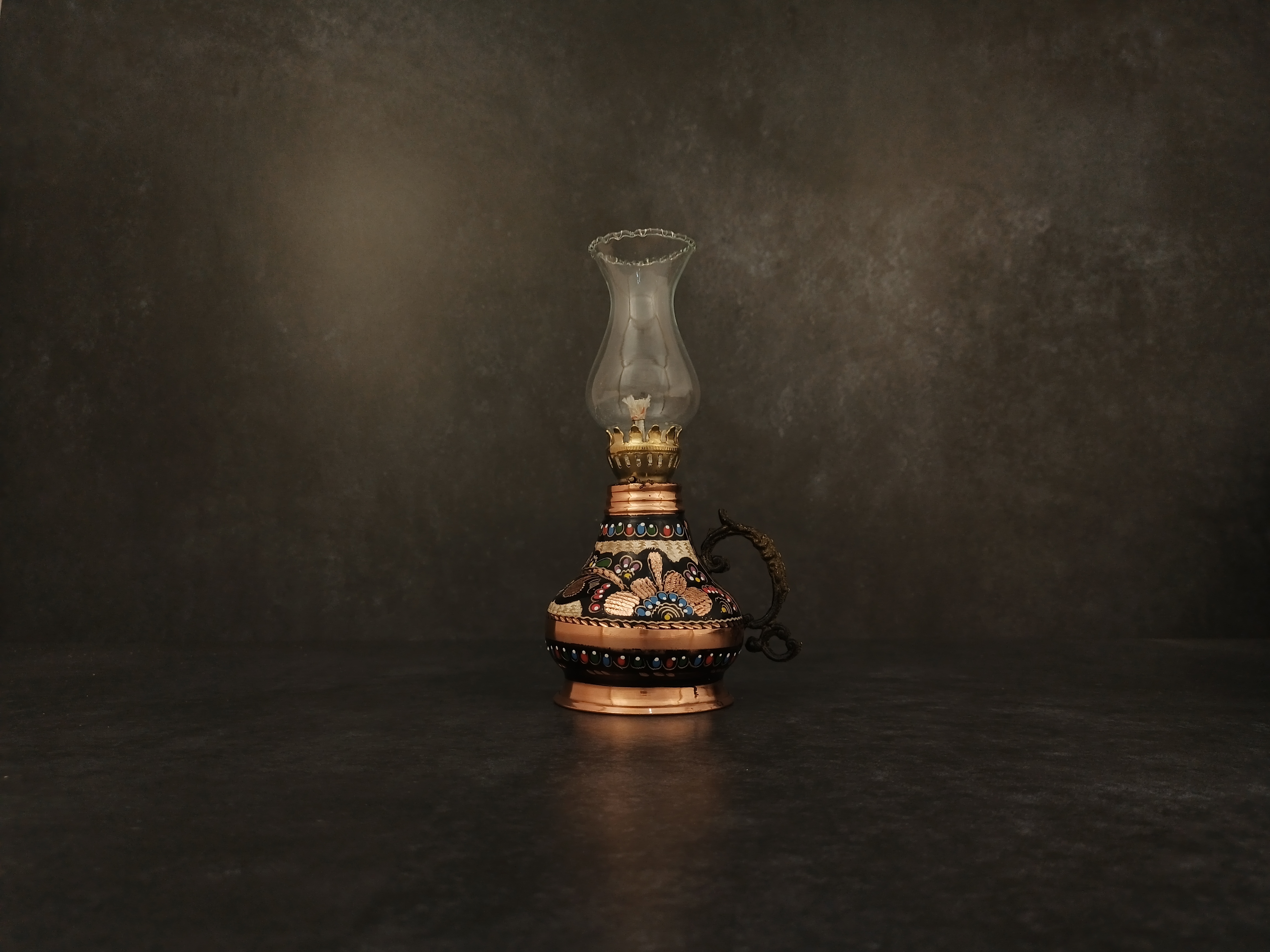 Turkish Handmade Copper Oil Lamp, Decorative Vintage Oil Lamp, Antique Lamp 