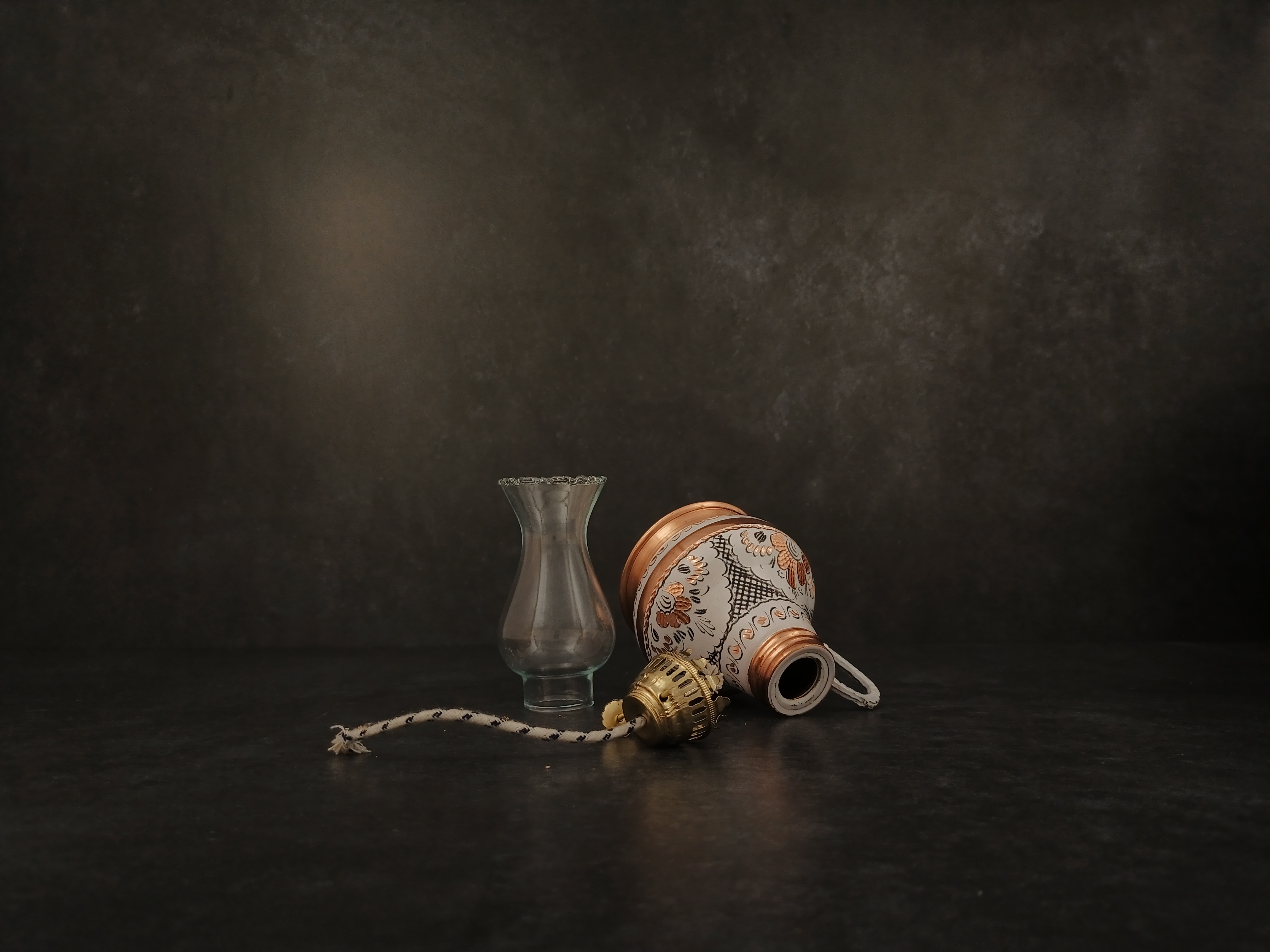 Turkish Handmade Copper Oil Lamp, Decorative Vintage Oil Lamp, Antique Lamp 