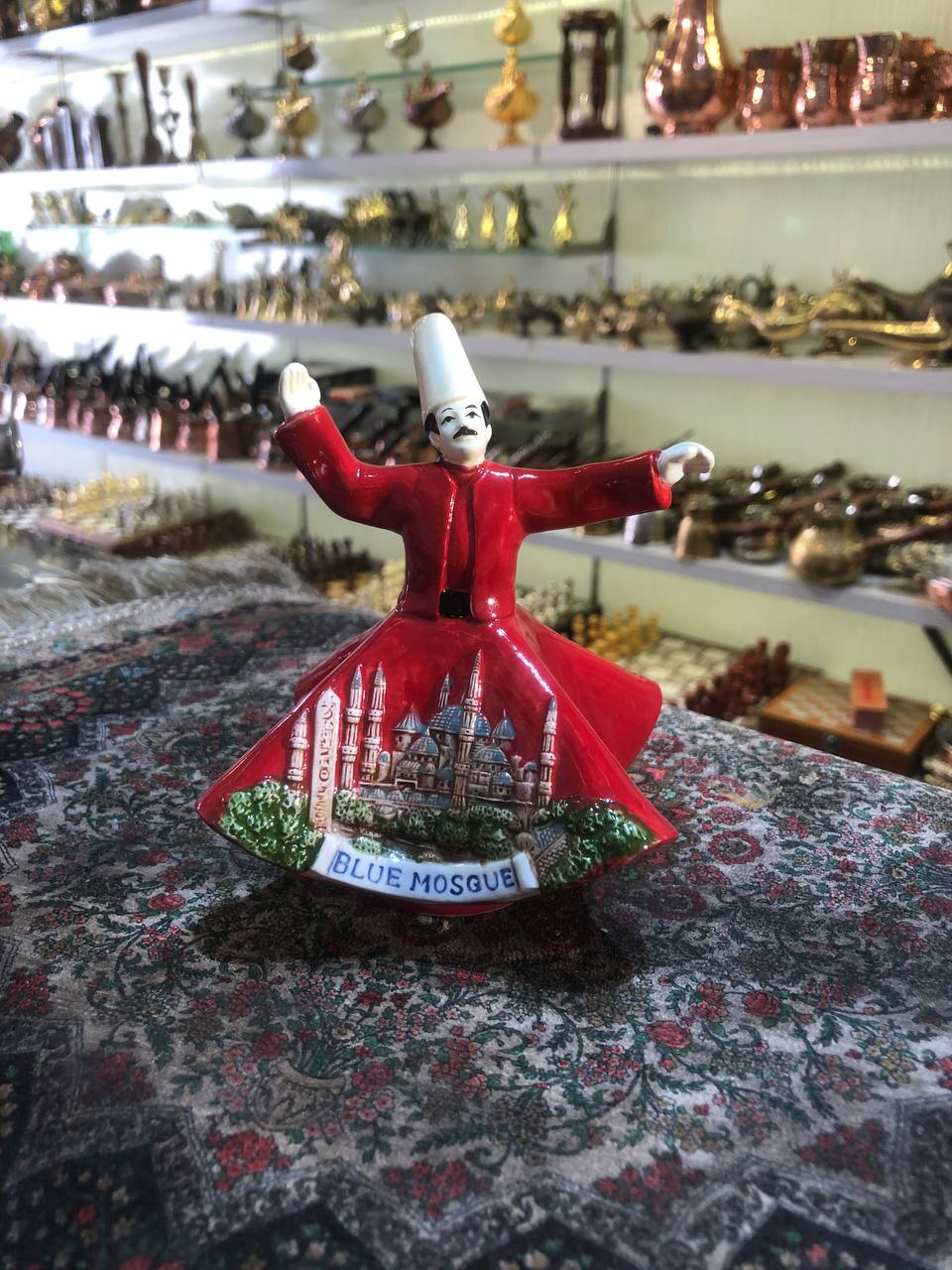 Decorative Turkish Handmade and Colorful, Islamic Gift Whirling Dervish, Mevlana With Museum Figure, Ottoman Decoration