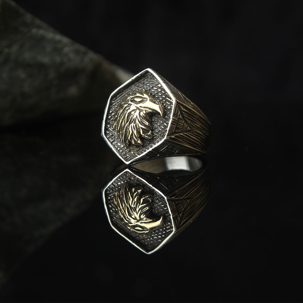 Eagle Figured Silver Ring, Luxury Handmade Engraved Sterling Ring,Turkish Authentic Ring 925k Silver