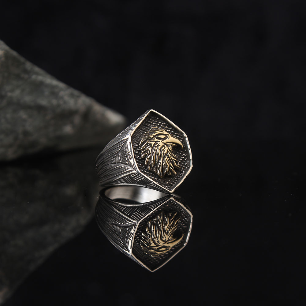 Eagle Figured Silver Ring, Luxury Handmade Engraved Sterling Ring,Turkish Authentic Ring 925k Silver