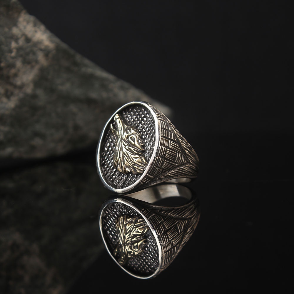 Wolf Figures Silver Ring, Luxury Handmade Engraved Sterling Ring, Turkish Authentic Ring 925k Silver