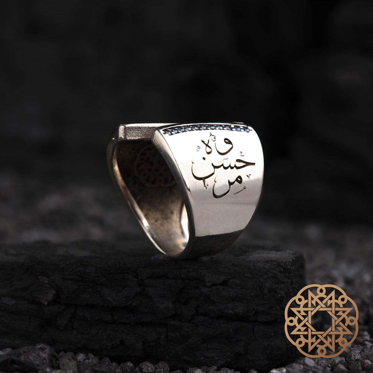 Arabic Inscriptions Embroidered Silver Ring, Luxury Women's Handmade Ring,Turkish Authentic Jewelry