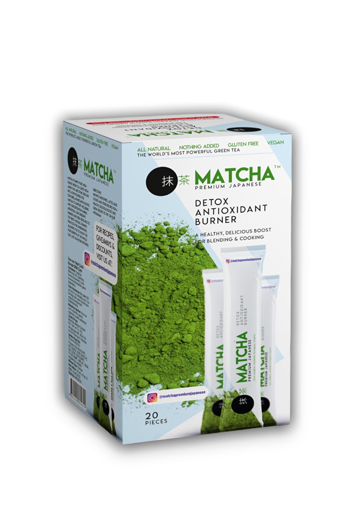 Matcha Premium Japanese Strawberry Flavore Detox Burner, Herbal Tea Blended with Green Tea, 1 Box MATCHACAYI