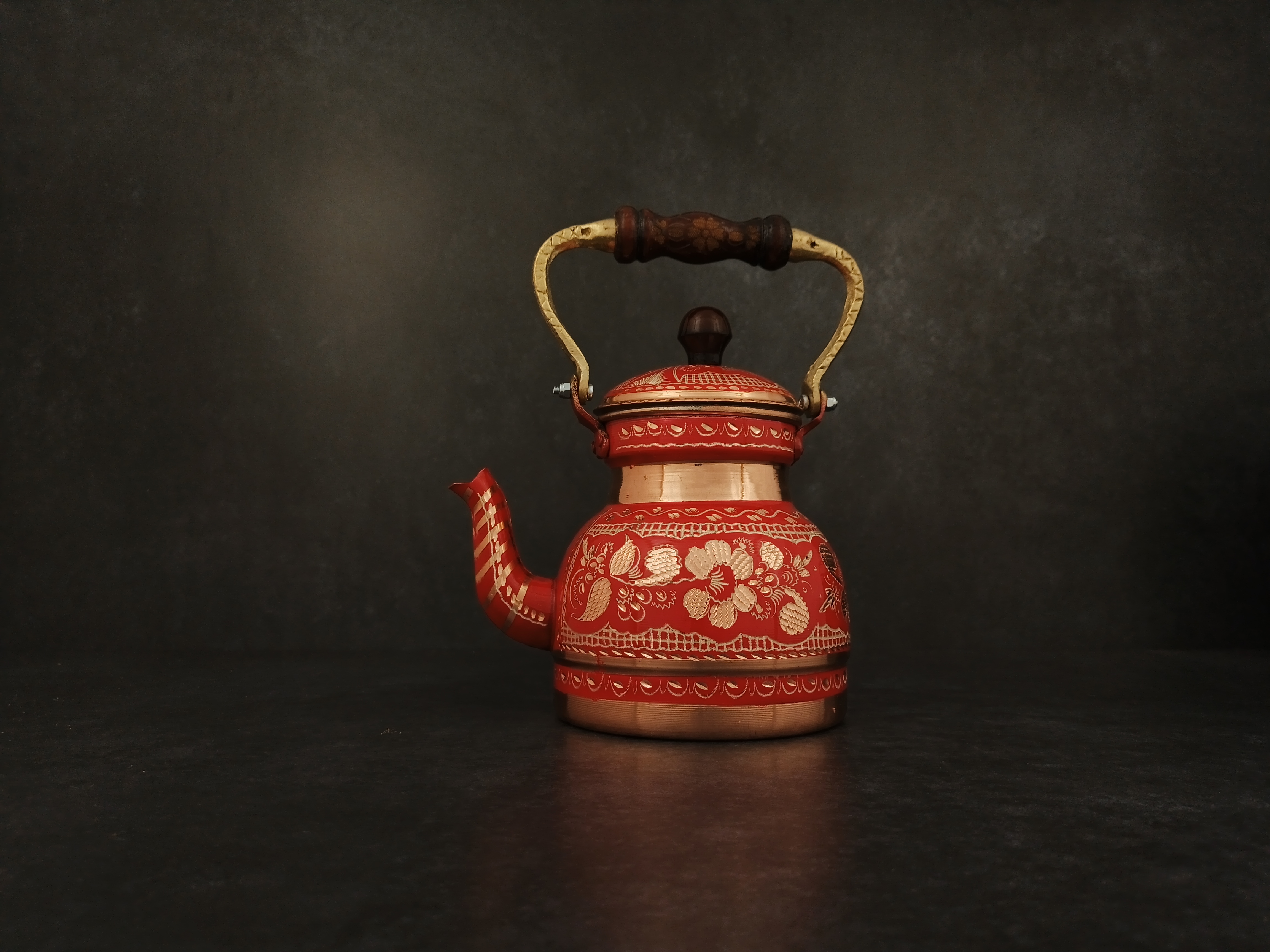 Copper Tea Pot Turkish Handmade Hand Painted Kettle For Stovetop