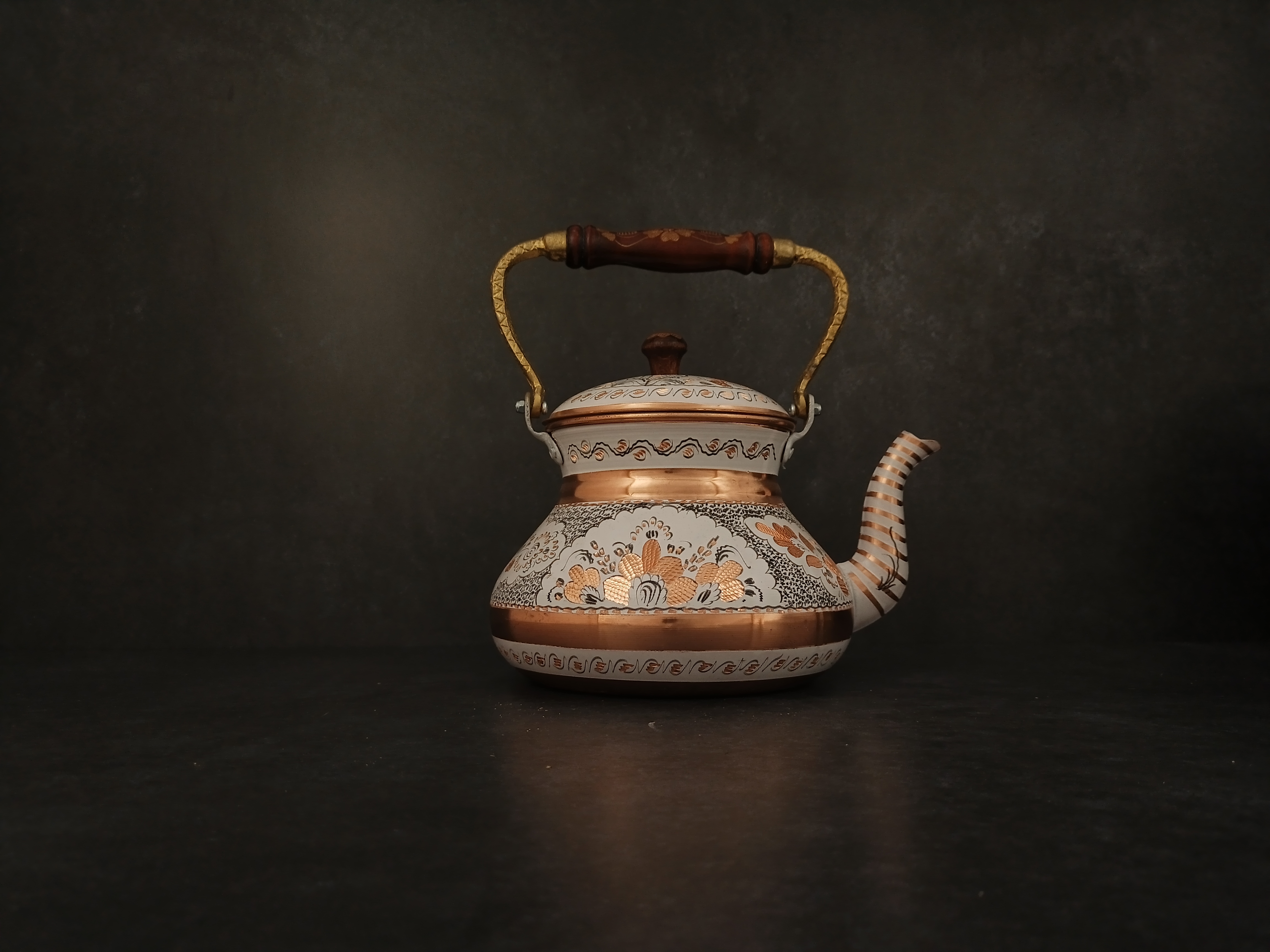 Turkish Handmade Tea Kettle, Engraved Copper Tea Pot Vintage Design 