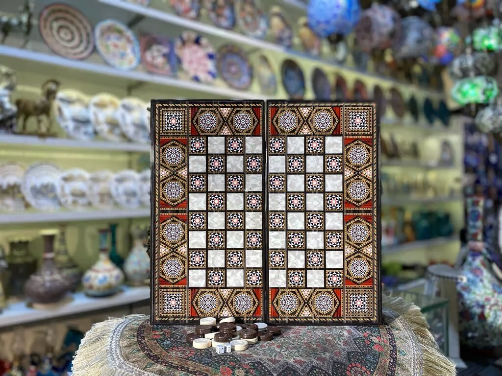 Turkish Handmade Wooden Fancy Backgammon And Chess Board at At The Same Time , Ottoman Decorated