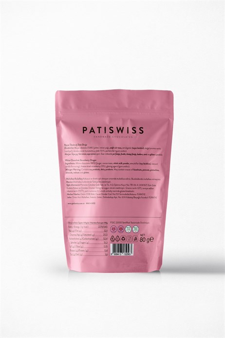 Patiswiss White Chocolate Covered Strawberry Dragee 80 g / 2.82 oz