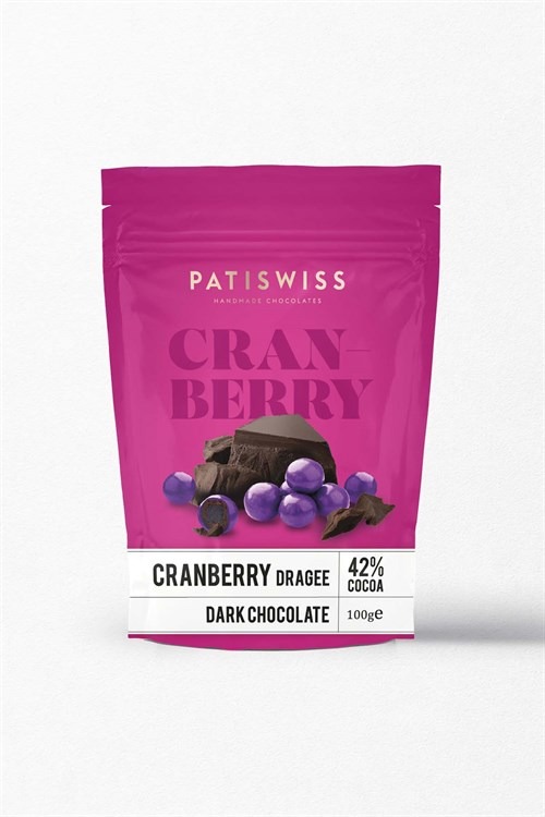 Patiswiss Purple Cranberry Dragee Covered With Dark Chocolate 100 g / 3.5 oz