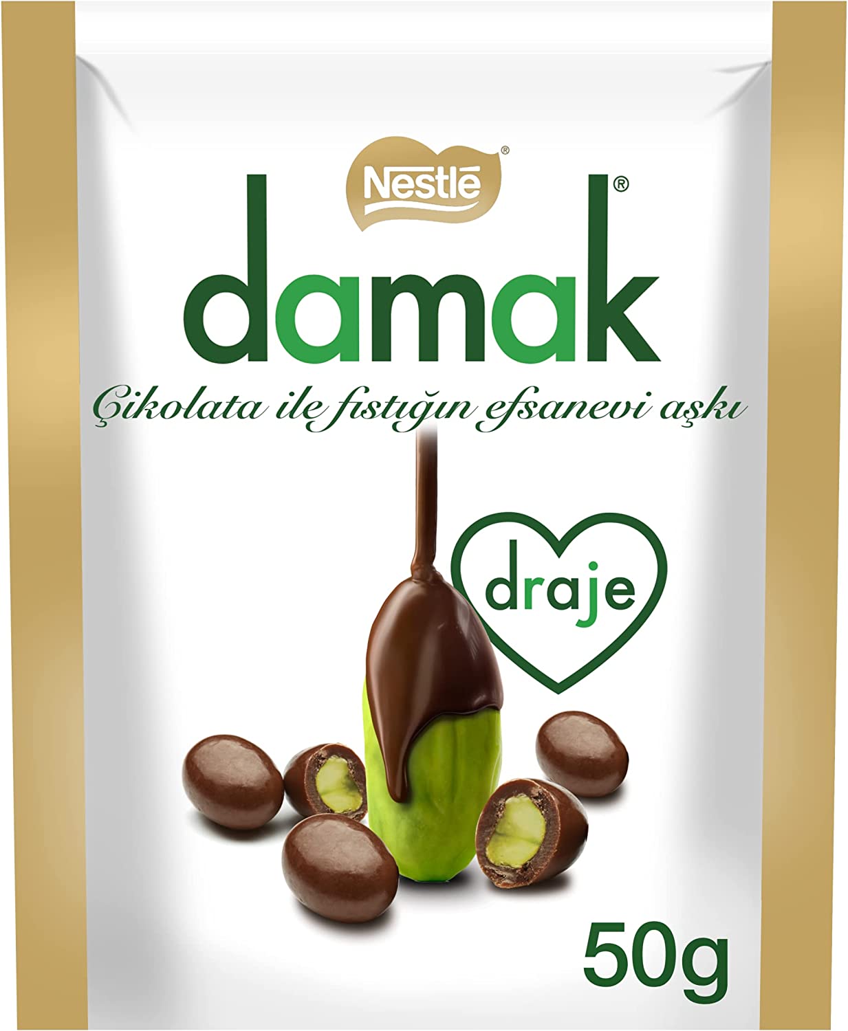 Damak Nestle, Milk Chocolate Coated Pistachio Dragee 50 g / 1.76 oz