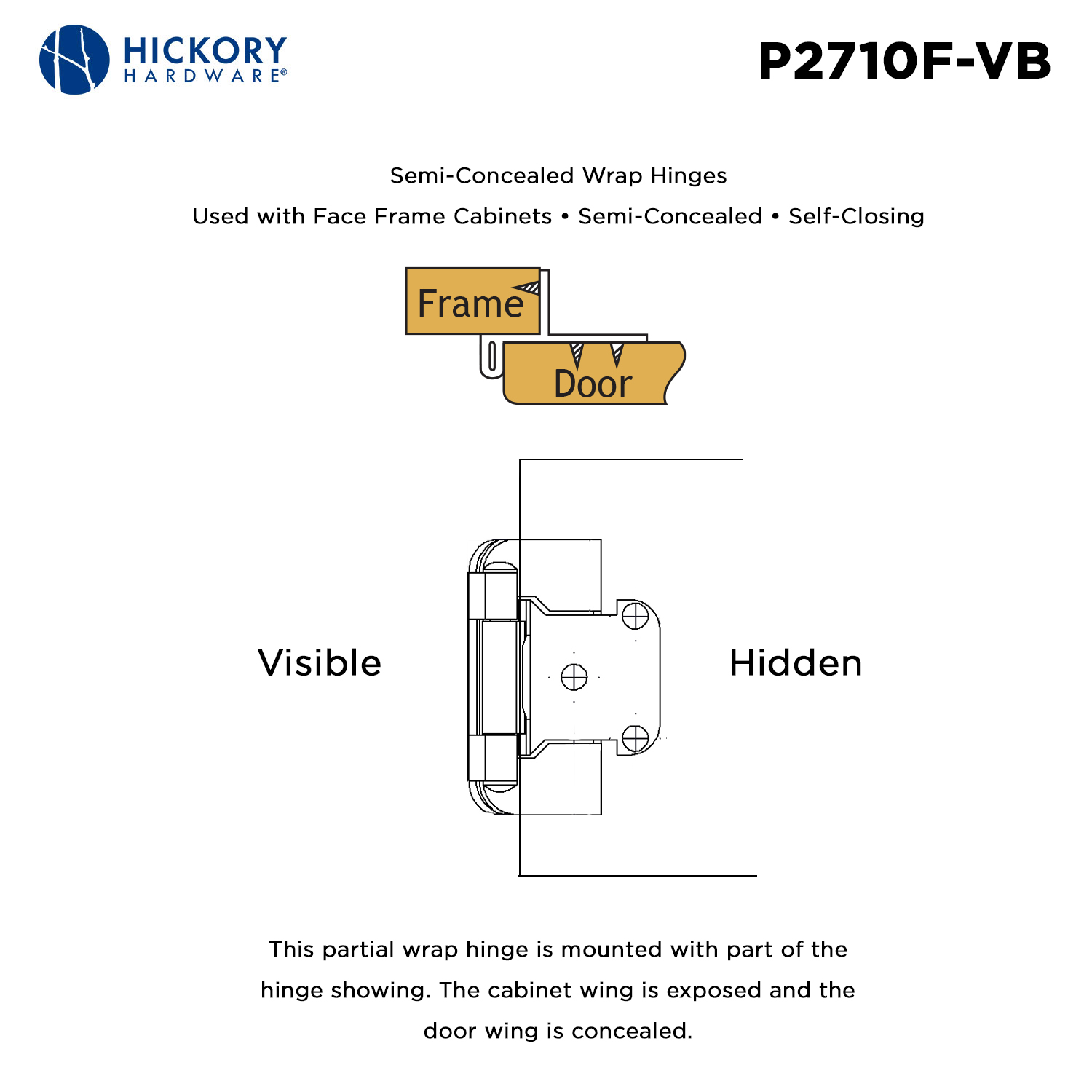 Self-Closing Semi-Concealed Hinge | Hickory Hardware