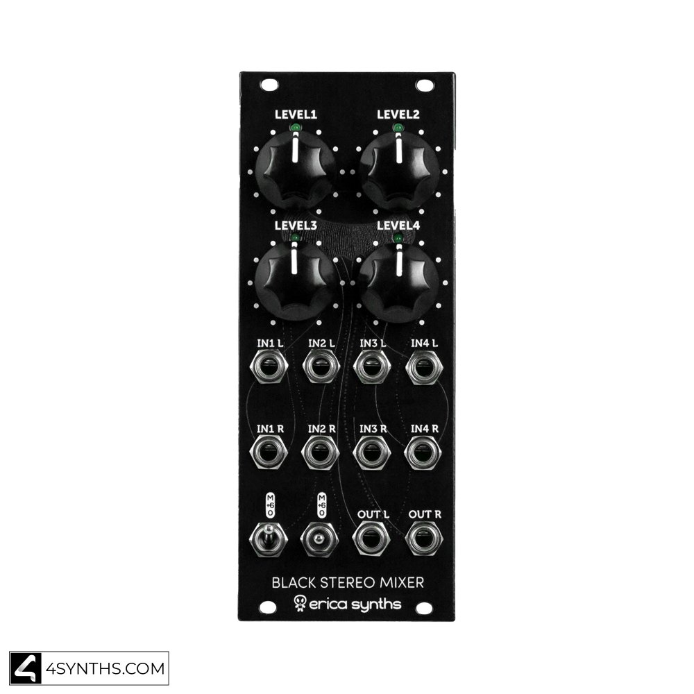 Erica Synths Black Stereo Mixer for modular synthesizers - 4Synths.com